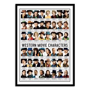 Affiche 30x40 cm et cadre noir - Western Movie Characters -…