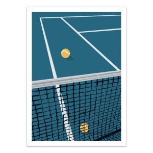 Affiche 30x40 cm - Filet Tennis Bleu - LPX Illustration