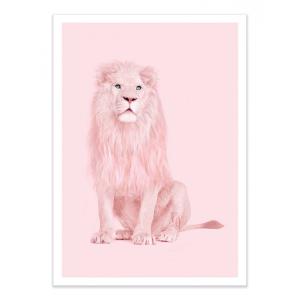 Affiche 30x40 cm - Pink Lion - Paul Fuentes