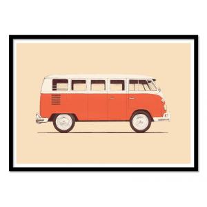Affiche 50x70 cm et cadre noir - Red Van - Florent Bodart