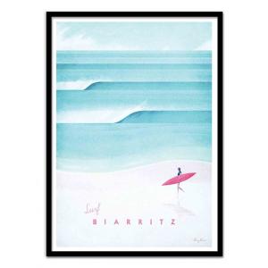 Affiche 50x70 cm et cadre noir - Surf Biarritz - Henry Rive…