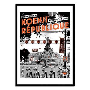Affiche 50x70 cm et cadre noir - Tokyo-Paris République - P…