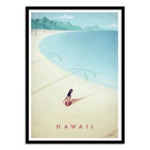 Affiche 50x70 cm et cadre noir - Visit Hawaii - Henry Rivers