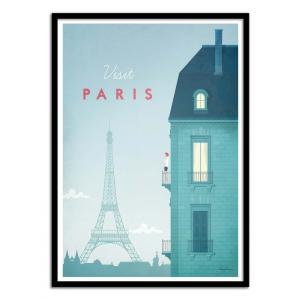 Affiche 50x70 cm et cadre noir - Visit Paris - Henry Rivers