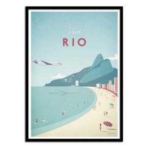 Affiche 50x70 cm et cadre noir - Visit Rio - Henry Rivers