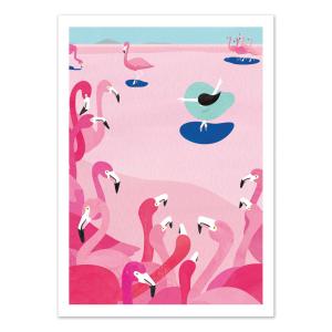 Affiche 50x70 cm - Flamingo dance - Shihotana