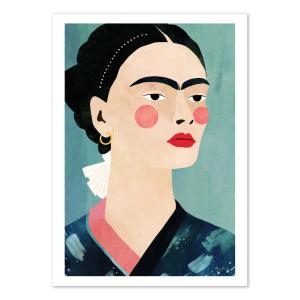 Affiche 50x70 cm - Frida on Blue - Henry Rivers