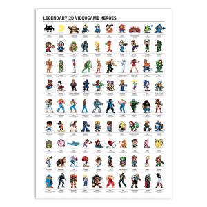 Affiche 50x70 cm - Legendary 2D Videogame heroes - Olivier…