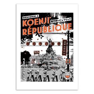 Affiche 50x70 cm - Tokyo-Paris République - Paiheme studio