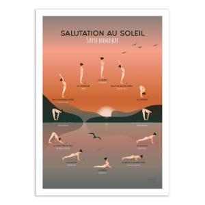 Affiche 50x70 cm - Yoga Salutation au soleil - Frog Posters