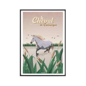 Affiche Animaux - Le Cheval de Camargue 30 x 40 cm