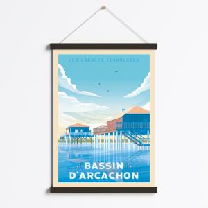 Affiche Arcachon France   Cadre Magnétique (Noir) 50x70 cm