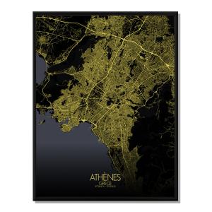 Affiche Athènes Carte Nuit 40x50