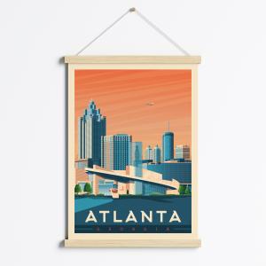Affiche Atlanta Etats-Unis   Cadre Magnétique (Bois) 50x70…