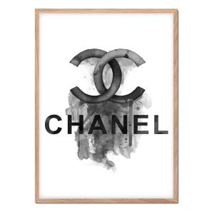 Affiche avec cadre en chêne - Illustration Chanel - 50x70