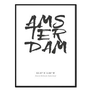 Affiche avec cadre noir - Amsterdam - 50x70