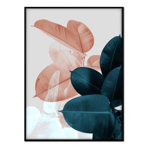 Affiche avec cadre noir - Ficus vert et orange - 30x40