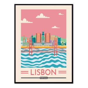 Affiche avec cadre noir - Lisbonne - 50x70