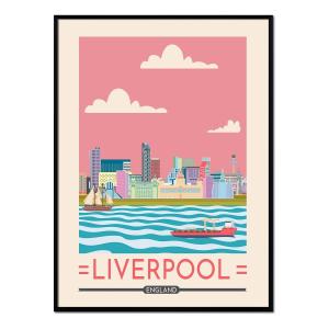 Affiche avec cadre noir - Liverpool - 50x70