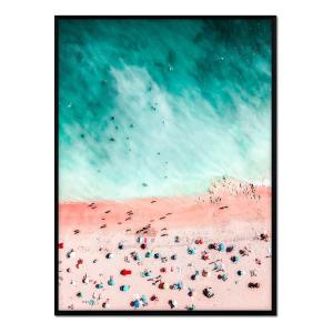 Affiche avec cadre noir - Plage à la mer turquoise - 30x40