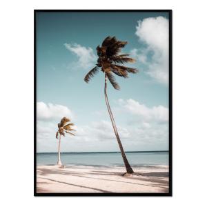 Affiche avec cadre noir - Plage tropicale - 50x70