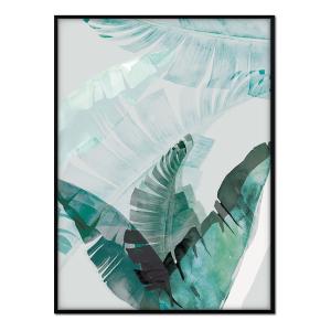 Affiche avec cadre noir - Tons vert palmier - 30x40