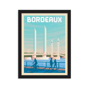 Affiche Bordeaux France   Cadre Bois noir 30x40 cm