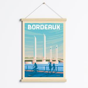 Affiche Bordeaux France   Cadre Magnétique (Bois) 50x70 cm