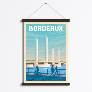 Affiche Bordeaux France   Cadre Magnétique (Bois Noir) 50x7…