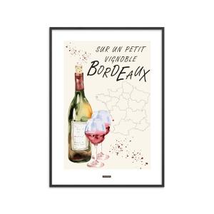 Affiche BORDEAUX NO.1 " Cadre noir - 30x40 cm"