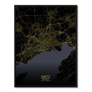Affiche Brest Carte Nuit 40x50