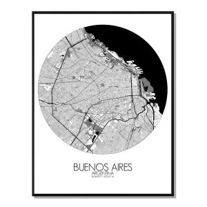 Affiche Buenos aires Carte ronde 40x50