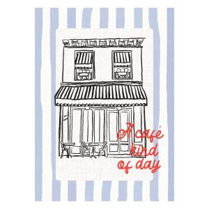 Affiche ''Cafe Kind of Day on Blue Stripes'' sans cadre - 7…