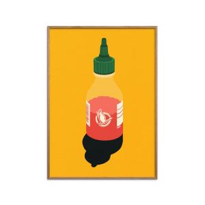 Affiche Chilli Sauce " Cadre en chêne - 30x40 cm"