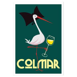 Affiche cigogne de Colmar sans cadre 30x45 cm