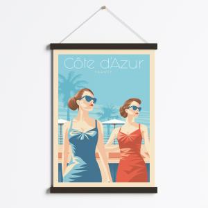 Affiche Côte d'Azur France   Cadre Magnétique (Noir) 50x70…