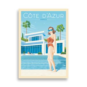 Affiche Côte d'Azur France - Villa 21x29,7 cm