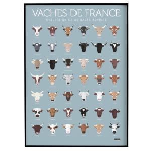 Affiche d'art vaches de France 50 X 70 cm
