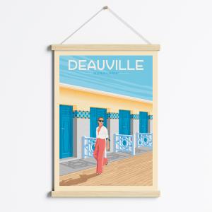 Affiche Deauville - Les Planches   Cadre Magnétique (Bois)…