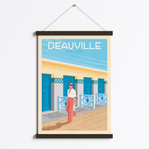 Affiche Deauville - Les Planches   Cadre Magnétique (Noir)…