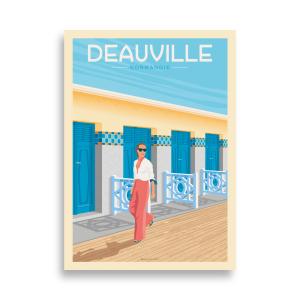 Affiche Deauville Normandie France - Les Planches 21x29,7 cm