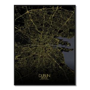 Affiche Dublin Carte Nuit 40x50