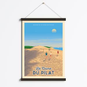 Affiche Dune du Pilat Arcachon   Cadre Magnétique (Bois Noi…