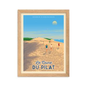 Affiche Dune du Pilat Arcachon France avec Cadre (Bois) 21x…