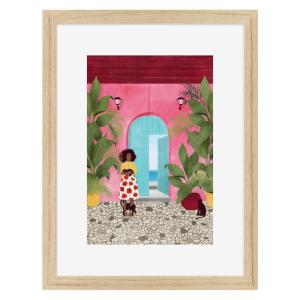 Affiche encadrée en chêne Chats 30x40