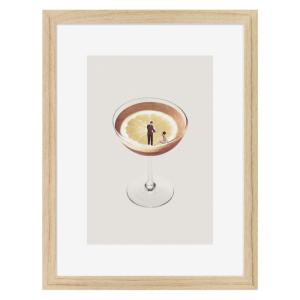 Affiche encadrée en chêne Cocktail 30x40