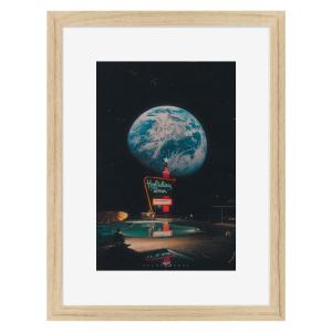 Affiche encadrée en chêne Monde 30x40