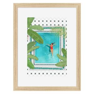 Affiche encadrée en chêne Piscine 30x40