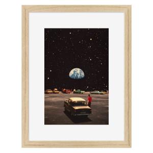 Affiche encadrée en chêne Planète 30x40