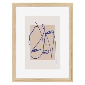 Affiche encadrée en chêne Visages 30x40